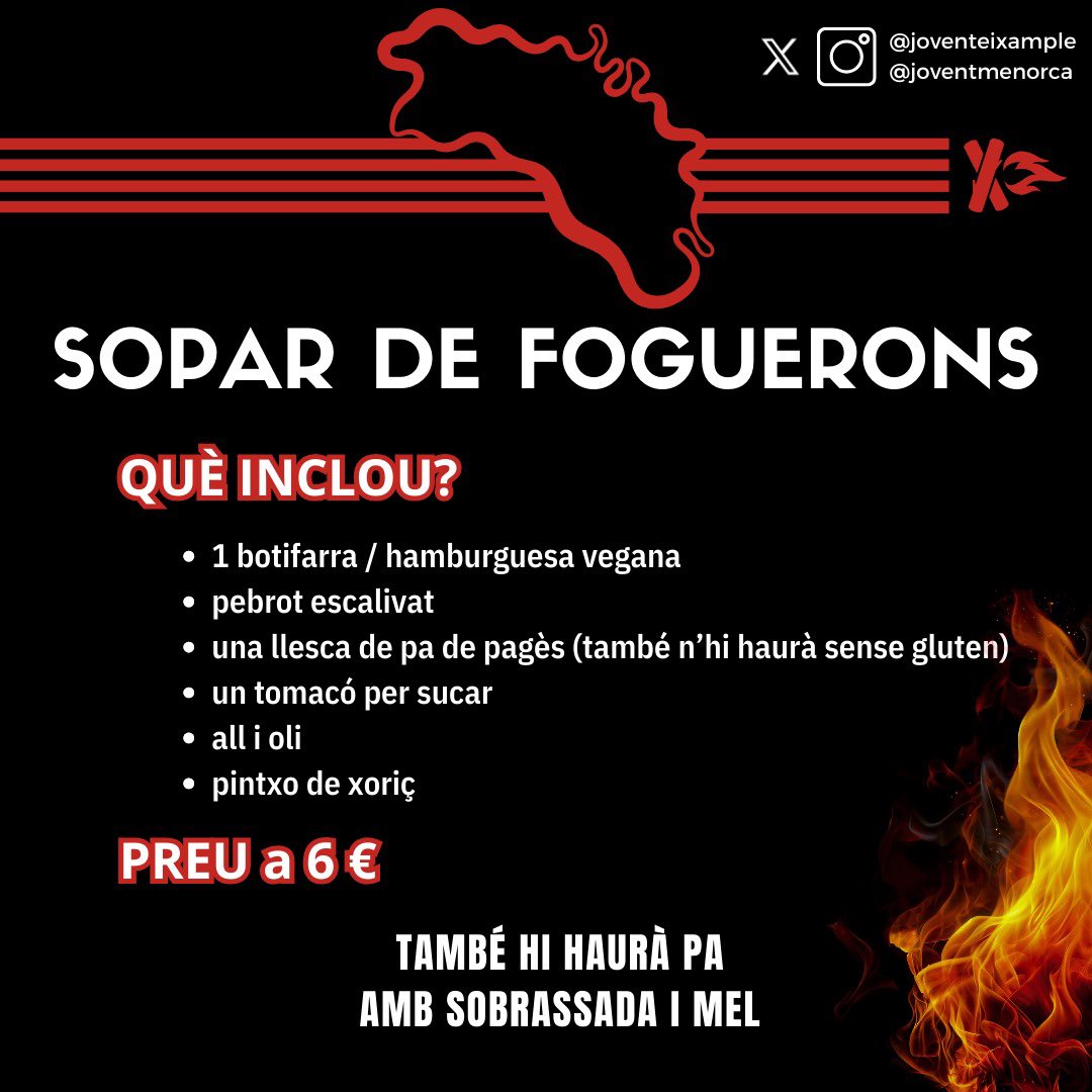 S’ACOSTEN ELS FOGUERONS DE SANT ANTONI!!! Vine a celebrar la diada de Menorca amb nosaltres! Hi haurà música tradicional i sopar de Foguerons!!Inscriviu-vos al codi QR! Us esperem!
#PaïsosCatalans #JoventRepublicà