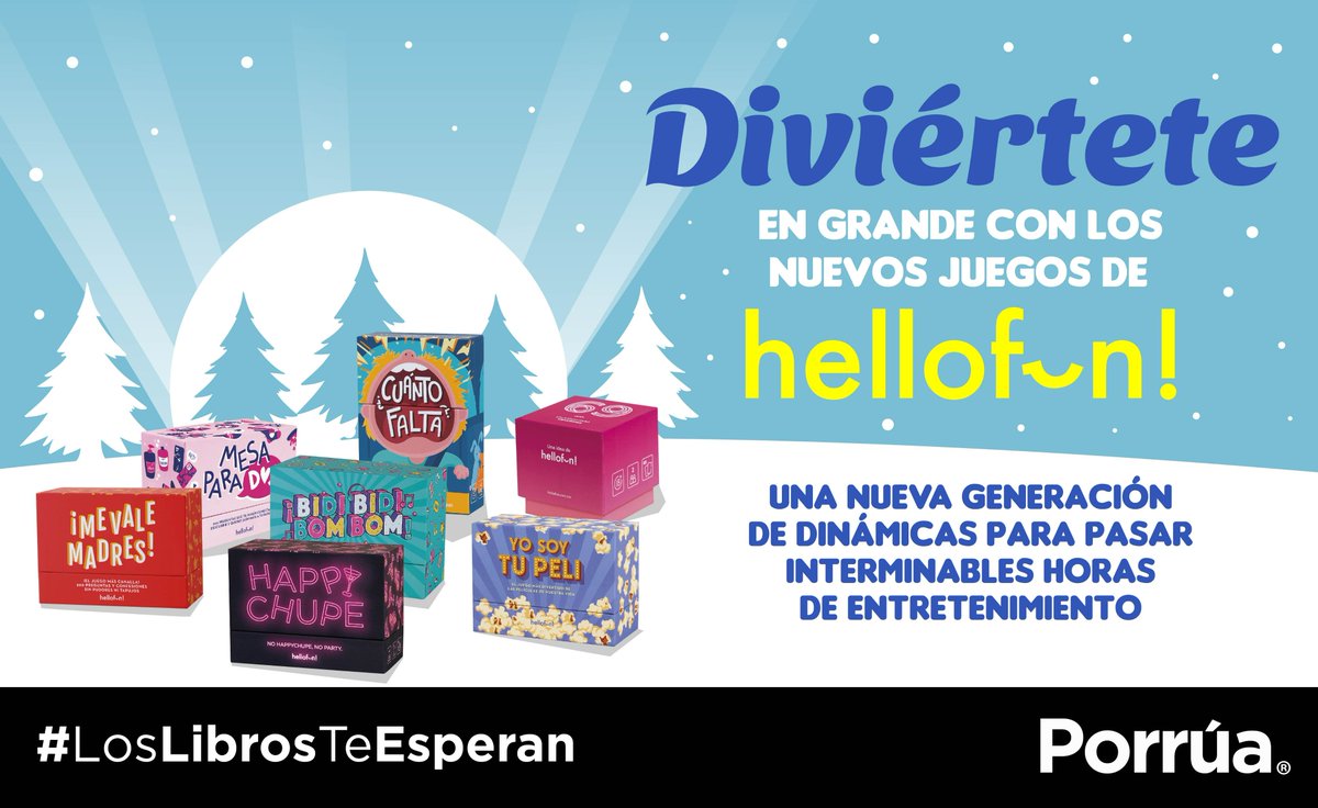 libreriaporrua's tweet image. Momentos divertidos (y algunos picantes) para compartir con la familia, los amigos y la pareja también.

Los juegos de Hellofun disponibles en nuestras librerías y en línea.
porrua.mx/hellofun

#HelloFun #JuegosDeMesa #boardgames #Porrua #Libreria #Juegos #Diversion #Navidad
