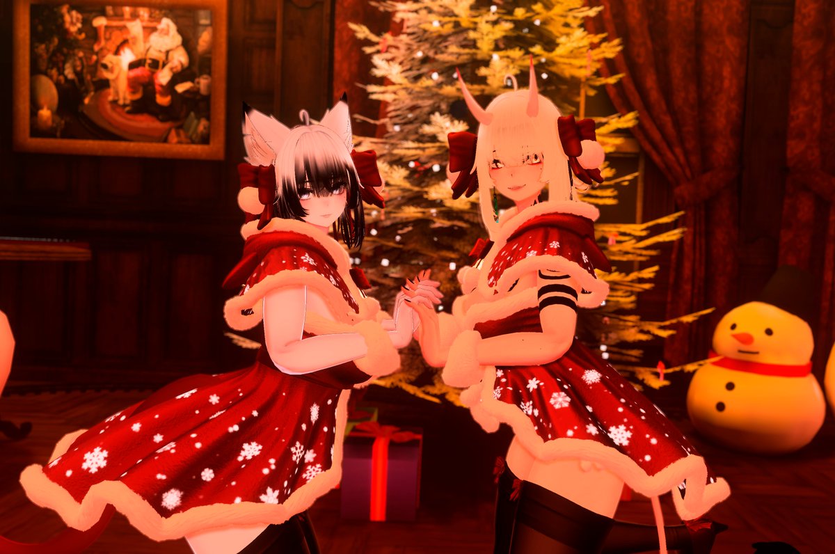 Deathmtl's tweet photo. オーホホホおはデス! 🎄
Christmas is coming and I'll be busy to post later, So I want to wish everyone a lovely time! 😚 
Would you like us as a christmas present? 🥹 one has a sleep problem and the other is a coffee addicted wwww
#VRChat #ラシューシャ #Lasyusha #VRChatPhotography https://t.co/0GJ7G877Na