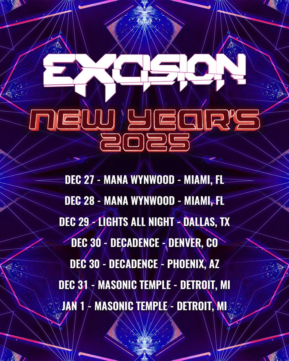 Excision's tweet photo. Excited to be ending the year with the Headbanger fam! Where will I see you? https://t.co/2nmyZ0ZFuX
