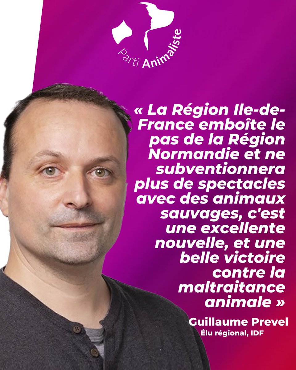 PartiAnimaliste's tweet photo. Grâce à notre élu @GuPrevel, la Région Île-de-France s'engage à ne plus financer l’exploitation d’animaux tels que les ours, les rapaces ou les loups sauvages dans le cadre de spectacles.

Aidez-nous à défendre les animaux en politique : https://t.co/iuEKyMdE6Z https://t.co/tGLpCqM6VM