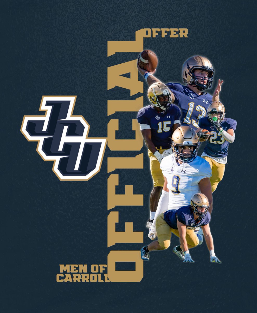 After a great conversation with <a href="/CoachAlexGray/">Alex Gray</a> i’m excited to announce I have received an offer from <a href="/JCUFootball/">John Carroll Football</a> <a href="/Jeff_Behrman/">Jeff Behrman</a> <a href="/SteveDAnna1/">⭐️Coach Steve D'Anna⭐️</a> @CSAPrepstarNY <a href="/AthleticsMcQ/">McQuaidAthletics</a> <a href="/FootballMcquaid/">McQuaid Football</a>