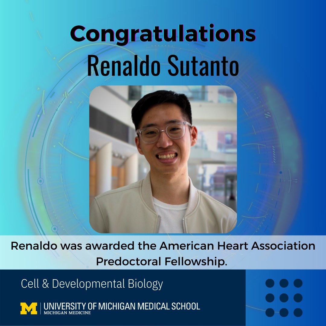 Congratulations Renaldo Sutanto!

Renaldo (Tsai and #s_mosalaganti labs) was awarded the American Heart Association Predoctoral Fellowship!

#congratulations #UMICHResearch #PhDjourney