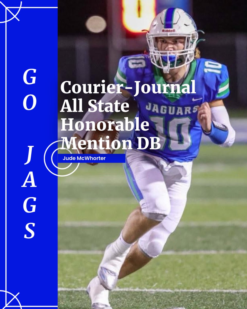 Congratulations to Jude McWhorter on being named as a Honorable Mention to the Courier-Journal All State Team as a DB!