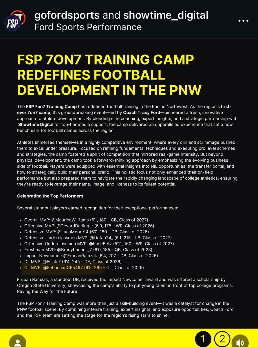 So thankful to receive OL MVP at the Fsp training camp! <a href="/TFordFSP/">Tracy Ford</a> <a href="/BrandonHuffman/">Brandon Huffman</a>