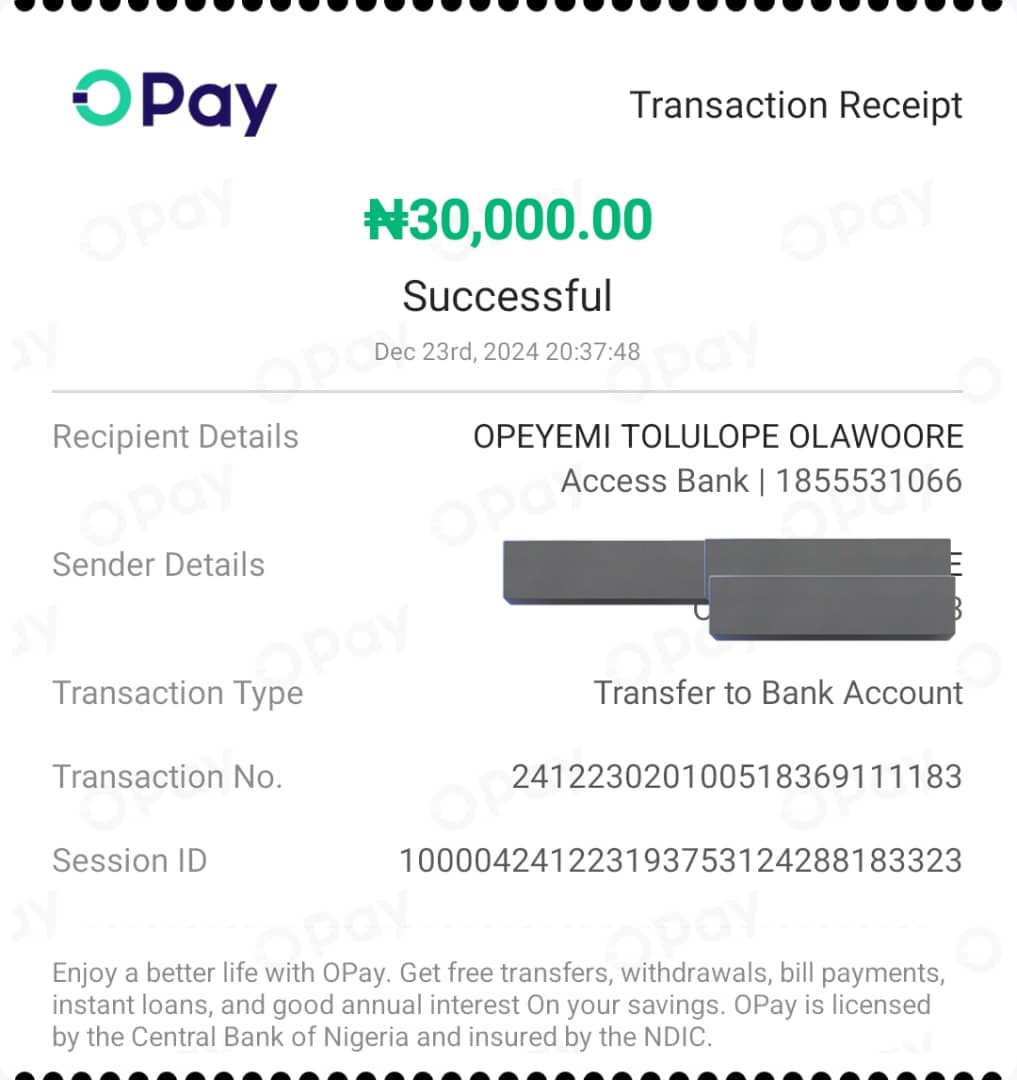 im_tolumichael's tweet photo. Congratulations, Opeyemi 

Merry Christmas https://t.co/Im2ZKgLS2f