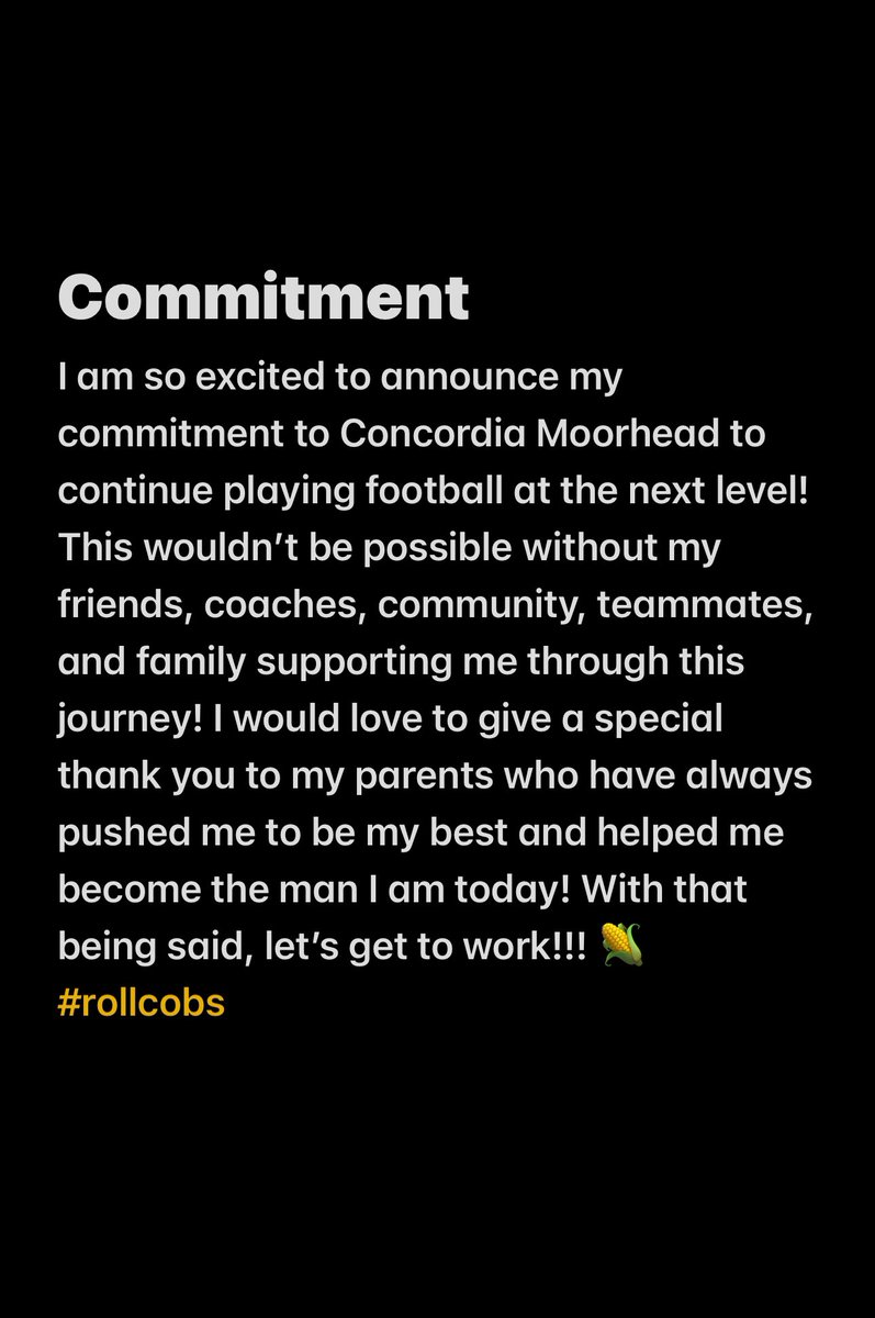 110% committed ‼️ #rollcobbs <a href="/CoachJPollock/">Jake Pollock</a> <a href="/CoachTerryHoran/">Terry Horan</a> <a href="/KCBakk31/">Kyle Bakken</a> <a href="/Cobber_Football/">Cobber Football</a>
