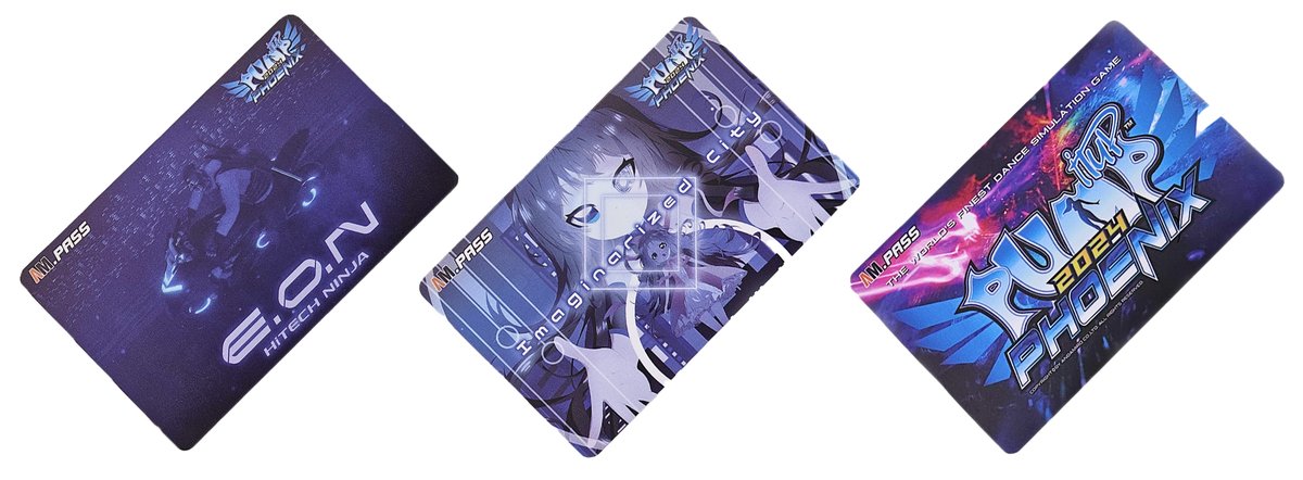 andamirousa's tweet photo. New AM.PASS cards! Available now at the PIU Mall:
✨ E.O.N (limited edition)
✨ Imaginarized City (limited edition)
New 2024 Phoenix logo card just
\sold out but may restock later. Visit https://t.co/2fJ4Tr32WY!
@piu_global #PumpItUp #PIUMall #AMPASS #Andamiro #PIUmerch https://t.co/XPp0yWzRxx