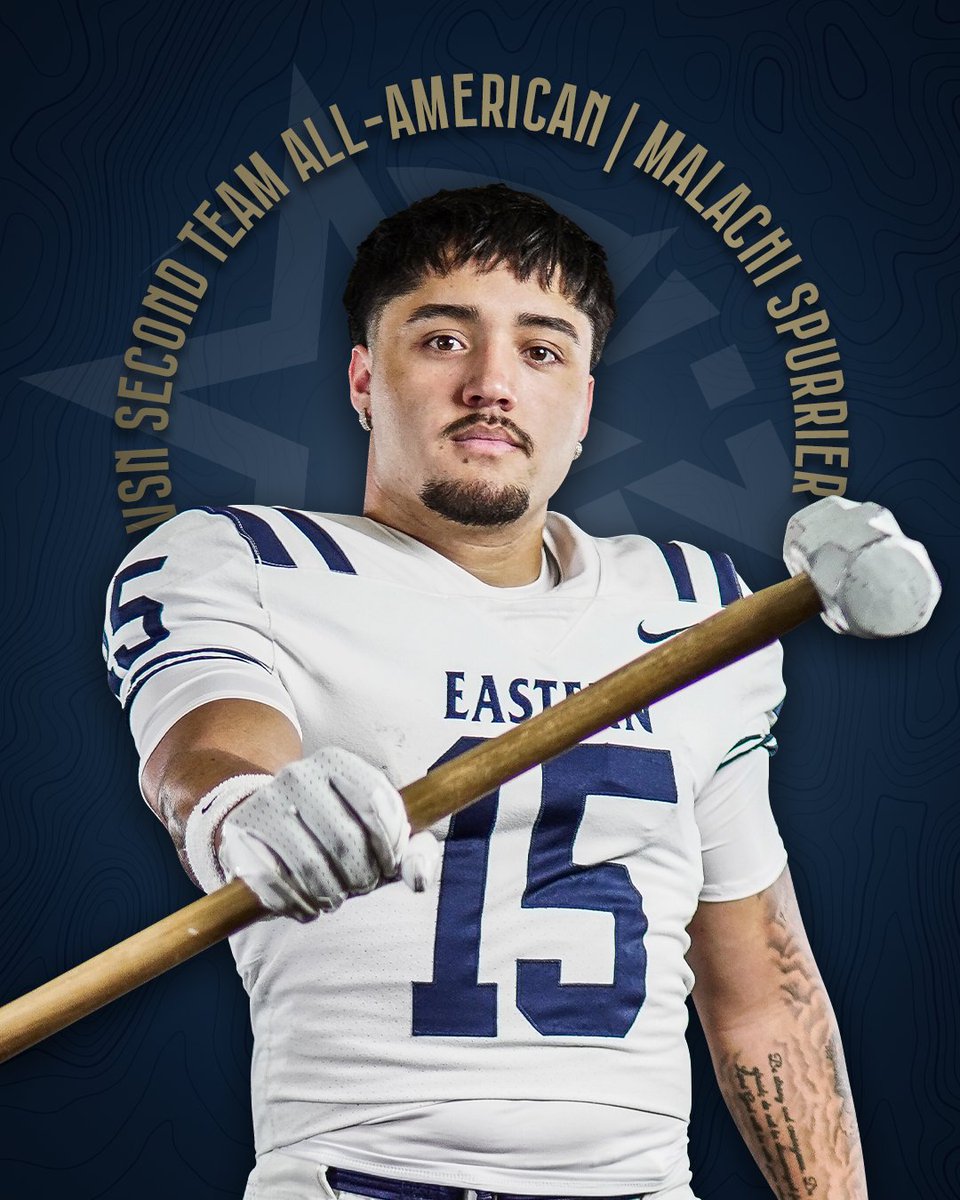 EOUAthletics's tweet photo. 𝑽𝑺𝑵 𝑨𝑳𝑳-𝑨𝑴𝑬𝑹𝑰𝑪𝑨𝑵
Shoutout to Malachi Spurrier on being named Second Team All-American by the Victory Sports Network!
#MountUp | #EOUfb https://t.co/Sl4UNO41xM