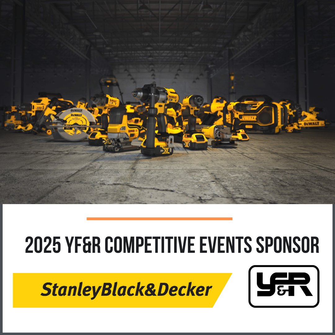 We are excited to announce <a href="/StanleyBlkDeckr/">Stanley Black & Decker</a> as a returning sponsor of 2025 <a href="/AFBFYFR/">AFBF Young Farmers & Ranchers</a> competitive events! They are proud sponsors of $2,500 of Stanley Black &amp; Decker merchandise for third place finalists in Achievement Award, Discussion Meet &amp; Excellence in Agriculture.