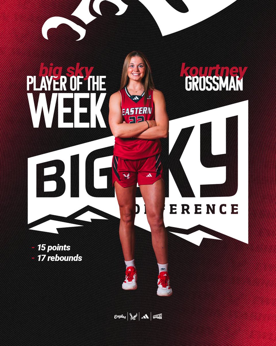 EWUWBB's tweet image. A monster double-double on Friday, Kourtney Grossman earns her first Player of the Week award! 

#GoEags #FEO #BigSkyWBB #spokane