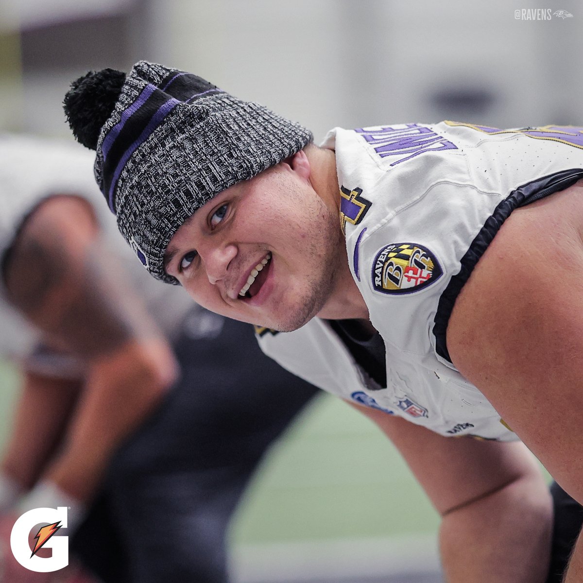 Ravens's tweet photo. POV: peeking down the stairs to see what Santa brought 

@TLinderbaum #ProBowlVote https://t.co/xxAvGcvHqB