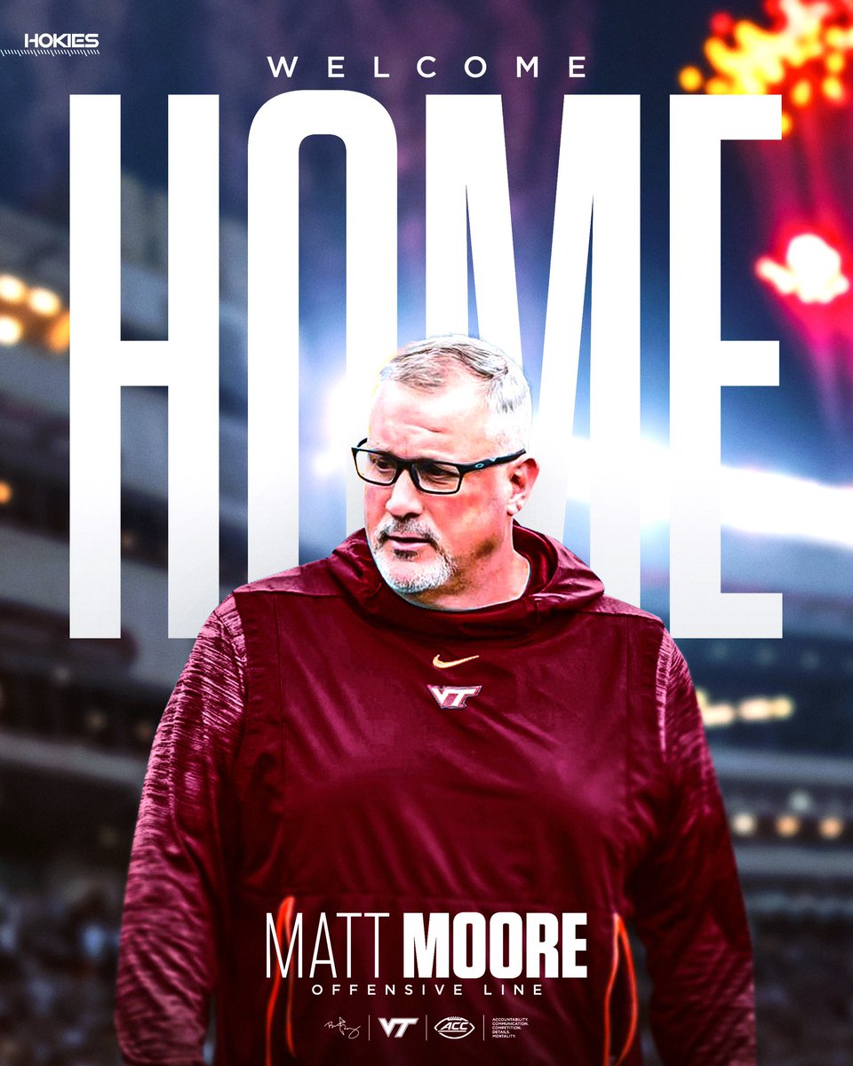 Welcome Home our new Offensive Line Coach Matt Moore 🦃

🔗 vthoki.es/OLCoach

#ThisIsHome