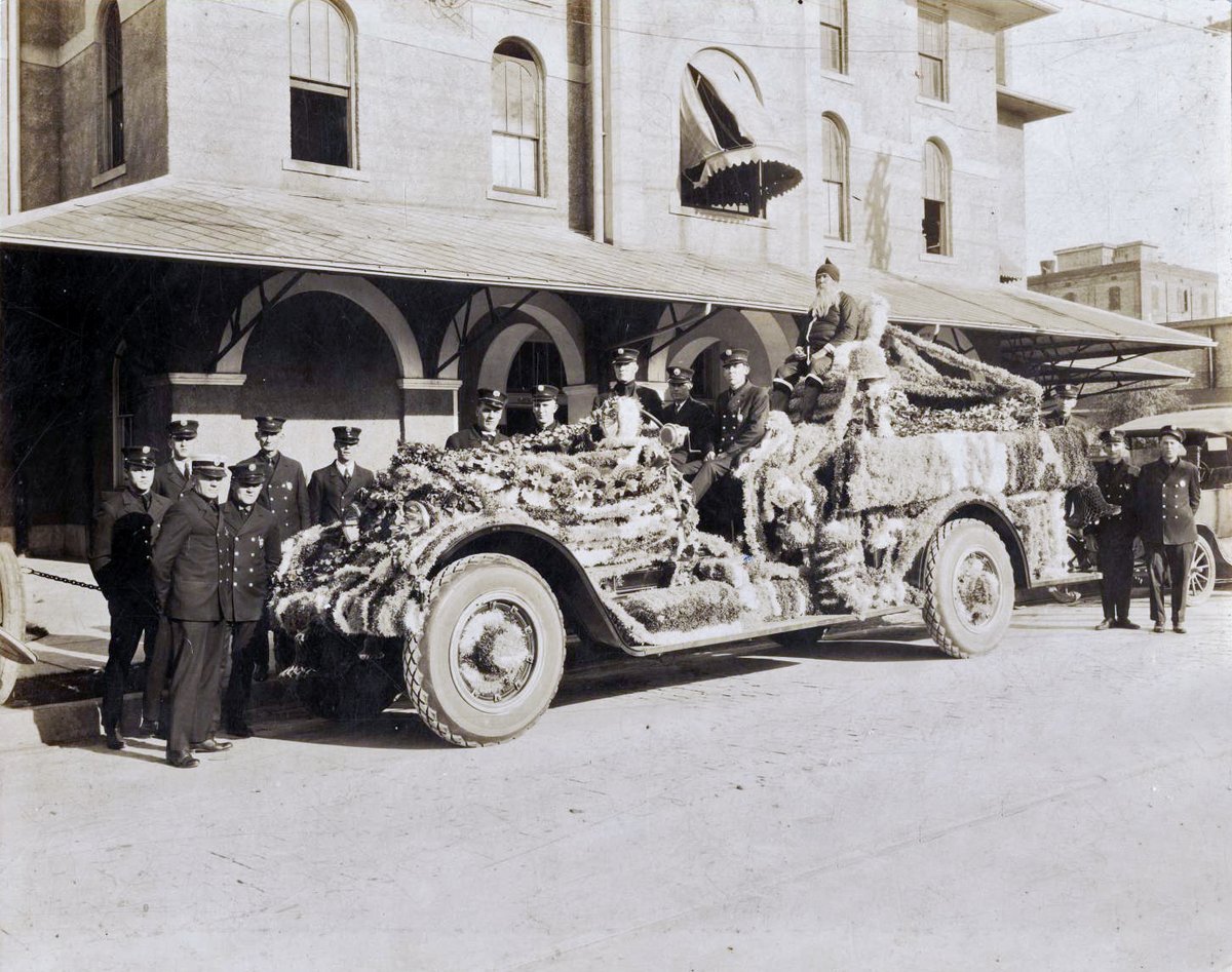 Santa rides into Beaumont on a Beaumont Fire Dept. firetruck, 1924. 100 years ago. This photo was taken in front of city hall. It looks like the truck is gearing up for a Christmas parade.

Courtesy The Portal to Texas History.