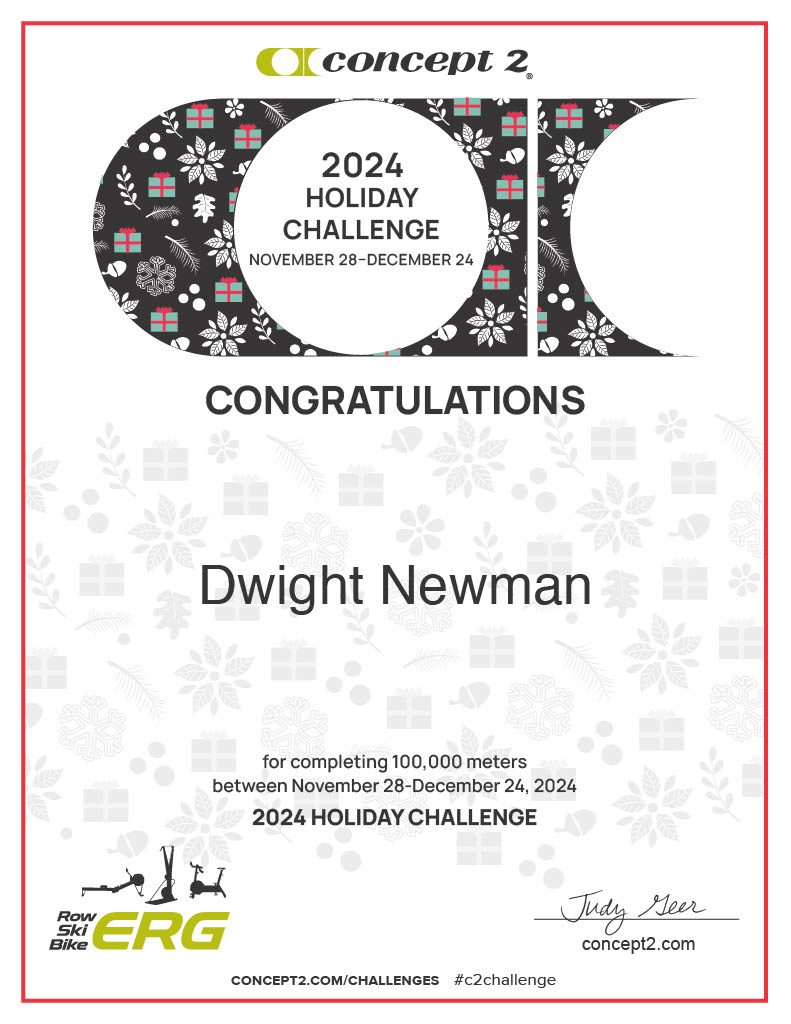 DwightNewmanLaw's tweet image. Glad to have put in my 100,000 meters of #rowing in the @concept2 Holiday Challenge (American Thanksgiving to Christmas Eve) #c2challenge - a good healthy addition to the holiday season