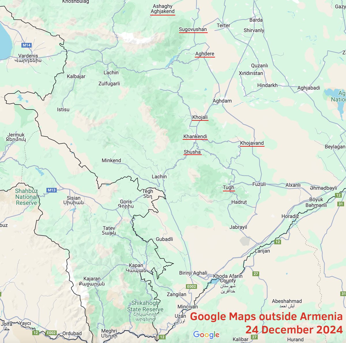 mehdiyevmd's tweet photo. Google Maps in Armenia vs other countries https://t.co/Ij4zoEh927