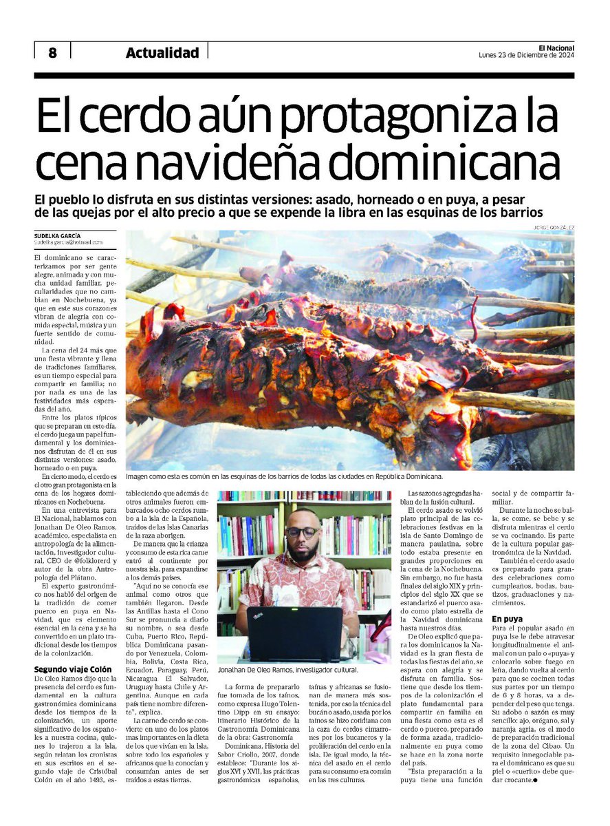El cerdo: protagonista de la cena navideña dominicana 🐖 🎄 

Antójate leyendo la información completa en elnacional.com.do 

elnacional.com.do/impreso-lunes-…
