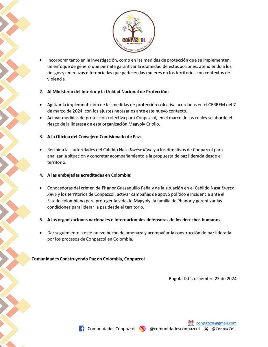 🚨 #Putumayo | Amenazas contra testigo de crimen de Phanor Guazaquilo Peña, asesinado el 3 de diciembre de 2023 en #PuertoAsís.

<a href="/petrogustavo/">Gustavo Petro</a> <a href="/FranciaMarquezM/">Francia Márquez Mina</a> <a href="/ConsejeriaDDHH/">Consejería DDHH 🇨🇴</a> <a href="/UnidadVictimas/">Unidad para las Víctimas</a>
<a href="/FiscaliaCol/">Fiscalía Colombia</a> <a href="/MinInterior/">MinInterior Colombia</a> <a href="/UNPColombia/">Unidad Nacional de Protección, UNP.</a> <a href="/ComisionadoPaz/">Consejería Comisionada de Paz</a> <a href="/UAcuerdoPaz/">Unidad de Implementación del Acuerdo de Paz</a> <a href="/DefensoriaCol/">Defensoría del Pueblo</a>