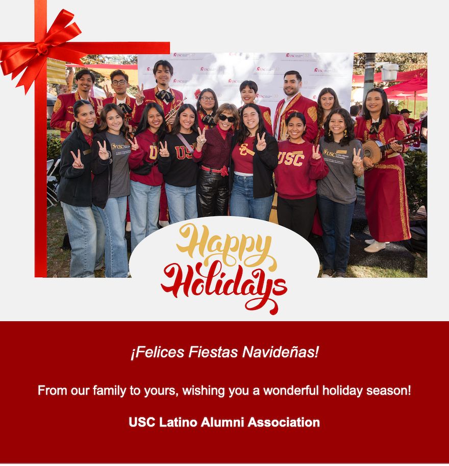 Happy Holidays! ☃️  ¡Felices Fiestas Navideñas!❄️ 

Read a message from USC LAA Scholar, Paulina Flores via
buff.ly/49GCXTt 

#USCLAAScholar #USCLAA
