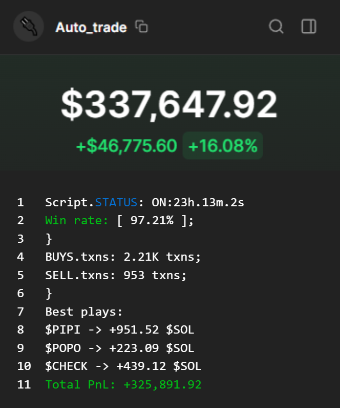 woody_research's tweet photo. HEAR ME OUT - Everyone can do $100k with trading

I put test $100 into this bot, he threw me $300k...

Bro, even a total ZERO can set this up, why can't u?

Here's the source code + how to make it work 👇🧵 https://t.co/TT2BxVYvBa