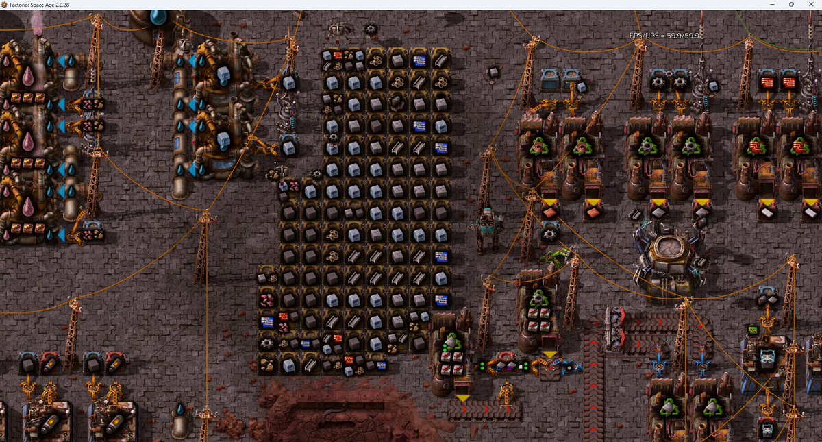 When you cannot throw anything away ... ^.^
I reluctantly set up some machines to destroy anything above a threshold now though.
#Factorio #FactorioSpaceAge
