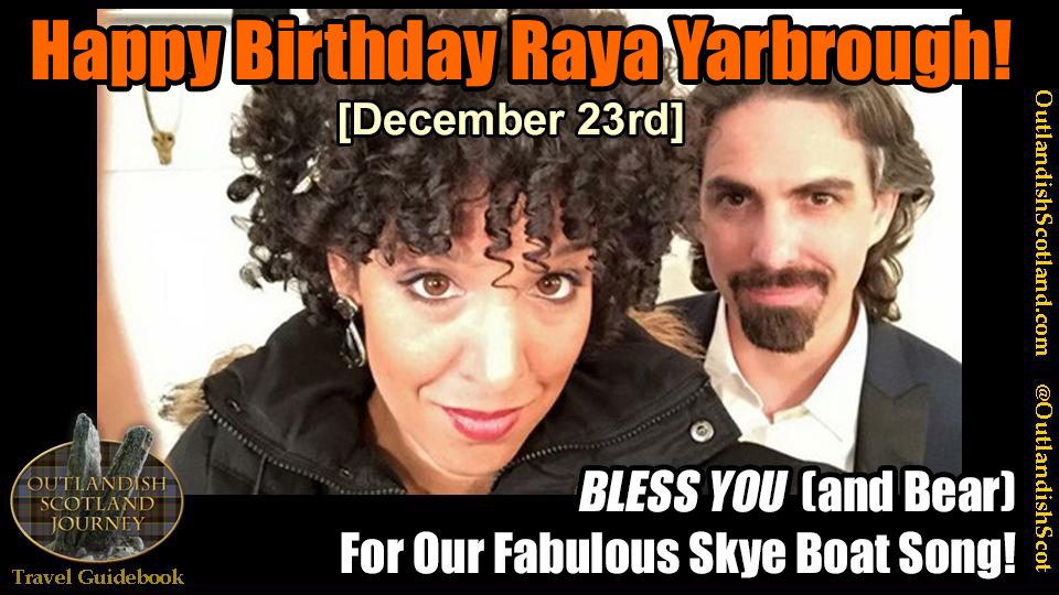Happy #Outlander Birthday to Raya Yarbrough!  You are our favorite Skye Boat Song singer! <a href="/RayaYarbrough/">Raya Yarbrough</a>  <a href="/bearmccreary/">Bear McCreary 🐻🎶</a>  rayayarbrough.com