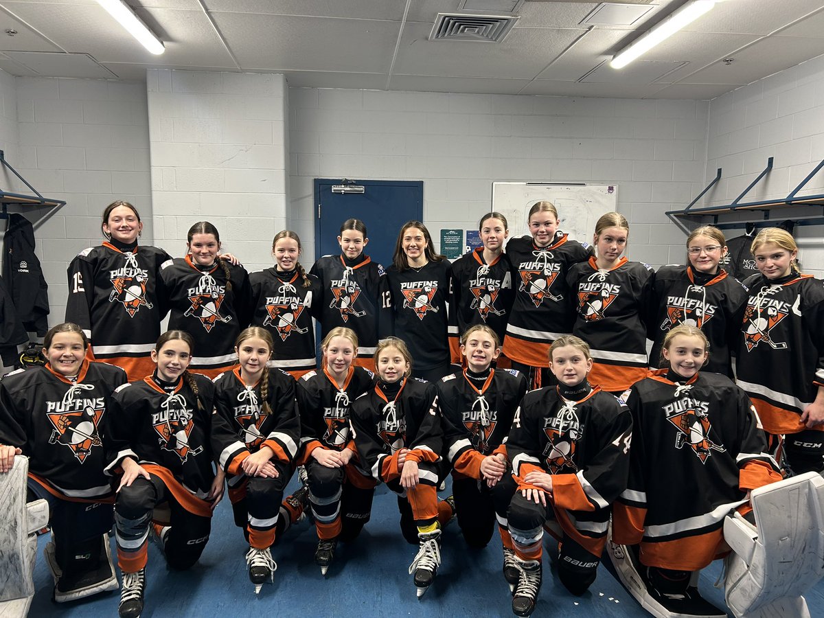 JBraggie's tweet photo. Early Christmas gift to hear @MaggieConnors9 speak to the AAA Puffins Pre Game today !! Great role model for these girls to look up too !!
#aaapuffins #easterndevelopment #girlshavegoals #gotmaggieaW
@PWHL_Toronto @thepwhlofficial @DJHLPuffinsU13 https://t.co/Bdx3VIF5Sq