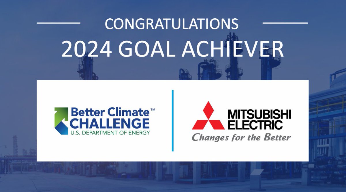 Better Plants (@betterplantsdoe) on Twitter photo Bravo <a href="/AutoMeuk/">Mitsubishi Electric</a> on being a #BetterClimateChallenge Goal Achiever! 🎊 In 3 years, it exceeded its goal + reduced emissions 60% by:
✔️ Installing of heat pumps + LED retrofits
✔️ Powering their largest facility from off-site emissions free energy + more:
…terbuildingssolutioncenter.energy.gov/partners/mitsu… Bravo <a href="/AutoMeuk/">Mitsubishi Electric</a> on being a #BetterClimateChallenge Goal Achiever! 🎊 In 3 years, it exceeded its goal + reduced emissions 60% by:
✔️ Installing of heat pumps + LED retrofits
✔️ Powering their largest facility from off-site emissions free energy + more:
…terbuildingssolutioncenter.energy.gov/partners/mitsu…