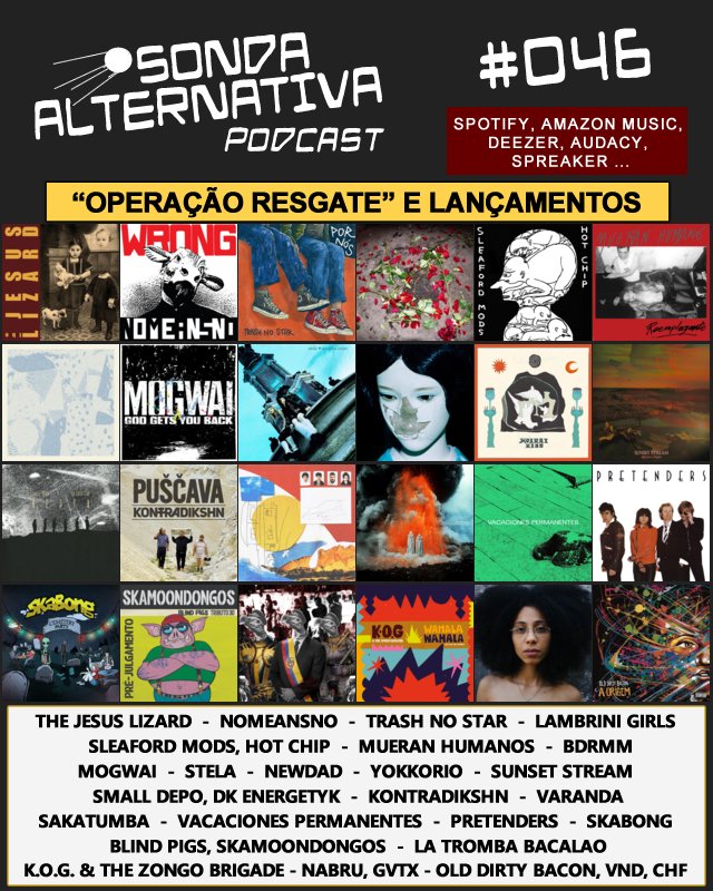 PLAYLIST (continuação):

-BLOCO 07:
Varanda 🇧🇷: Vida Pacata;
Sakatumba 🇦🇷: Te Voy a Volver a Ver;
Vacaciones Permanentes 🇪🇸: Cuchillos;

-BLOCO 08:
Pretenders 🇺🇸🏴󠁧󠁢󠁥󠁮󠁧󠁿: Brass in Pocket;
Pretenders🇺🇸🏴󠁧󠁢󠁥󠁮󠁧󠁿: Tattooed Love Boys;
⬇️