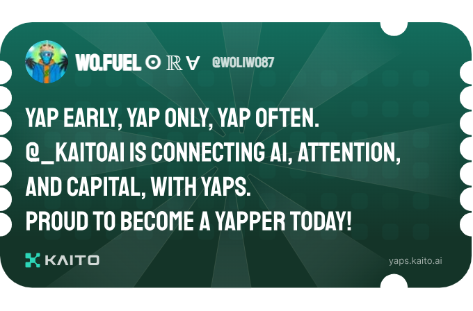 woliwo87's tweet photo. Yap early, yap only, yap often.

@_kaitoai is connecting AI, attention and capital with Yaps.

Just claimed my social card and I'm accumulating Yap points in real-time.

Claim yours 👉 https://t.co/b3EDDIyurC https://t.co/XAcZY4pTX8
