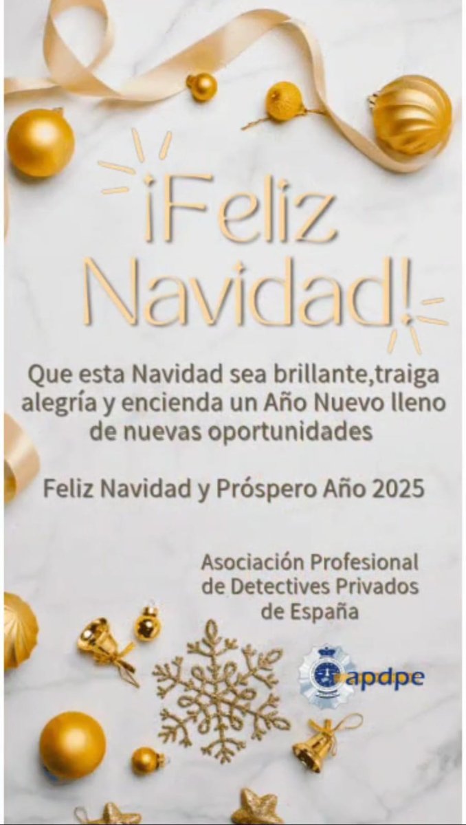 Desde la APDPE queremos aprovechar estas fechas para enviaros nuestros mejores deseos en esta Navidad.
Que la paz, la alegría y la unión llenen vuestros hogares.
¡Felices Fiestas y un Próspero Año Nuevo!
#apdpe
#navidad
#detectivesprivados