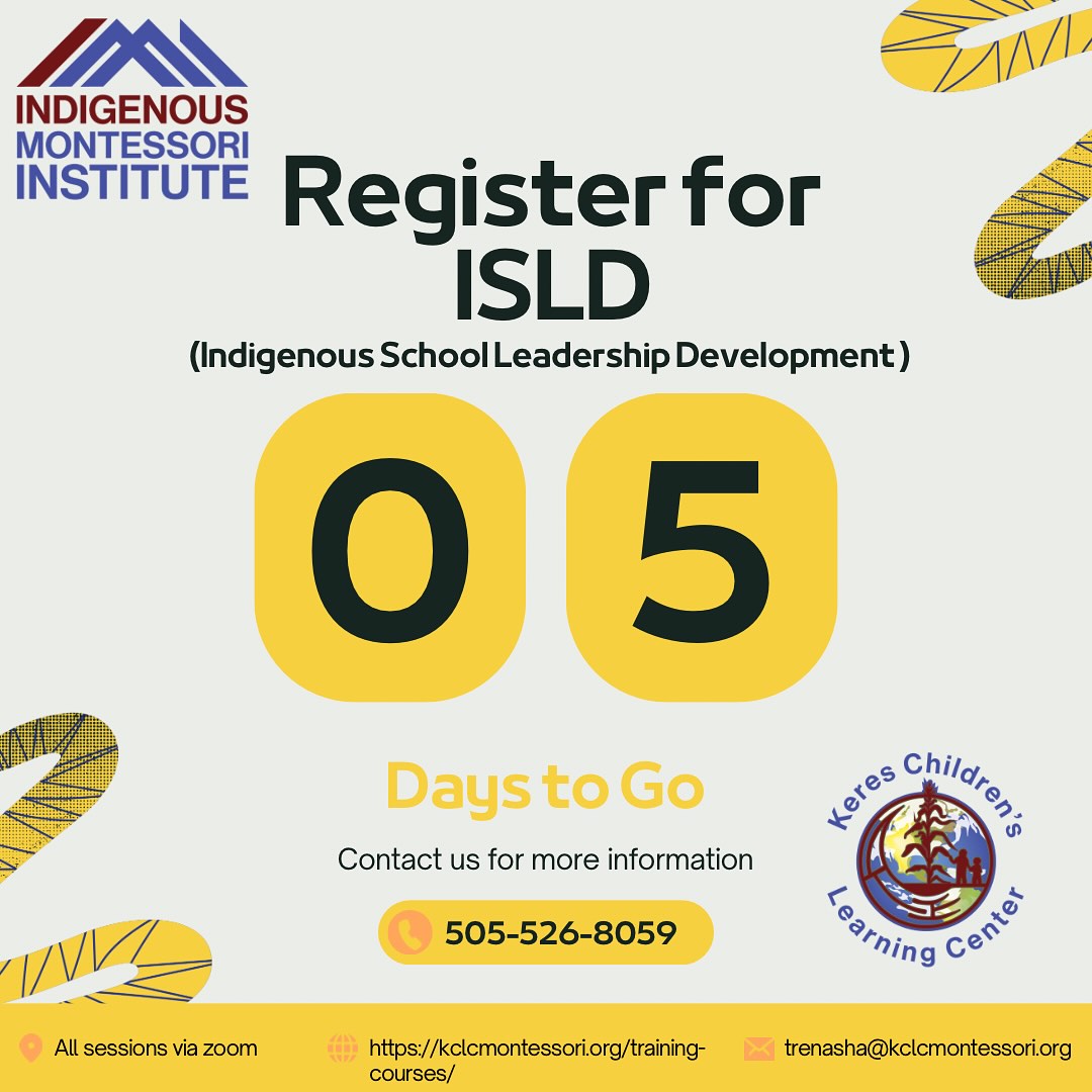 Deadline is approaching fast!
Registration is open, please contact Tenasha for more information or registration details
tenasha@kclcmontessori.org
505.526.8059