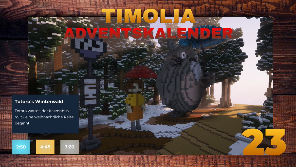 TimoliaTeam's tweet photo. 🚪Türchen 23🚪
Willkommen in Totoro’s Winterwald!🎄❄️
Die ikonische Bushaltestellen-Szene aus dem Ghibli-Klassiker erwacht in winterlichem Glanz zum Leben. 
Während der Schnee leise fällt, wartet Totoro geduldig – doch der Katzenbus ist schon unterwegs! https://t.co/JFmXnThYn6