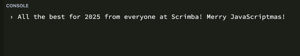 lazyninja001's tweet image. Hello 🧑🏻💻!! 🎅🏻
This is Day 24,
The final day of the #JavaScriptmas Challenge from @scrimba.
And I’m excited to share that I’ve completed it! 🙌
Here is my final solution 👉🏻
scrimba.com/exercise-s089i…
It’s been a fun ride, and I’m grateful for the experience! 🎉
TY @scrimba.