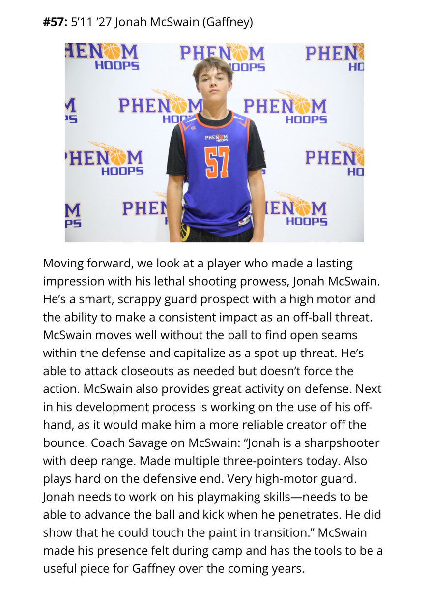 Jonah McSwain (@jonah_mcswain) on Twitter photo Thank you for the evaluation and write-up <a href="/Phenom_Hoops/">Phenom Hoop Report</a> and <a href="/csavage___/">Christian Savage</a> It was an honor to compete in the Phenom SC Sophomore TOP 40! Looking forward to working hard and coming back better and stronger next year! Thank you for the evaluation and write-up <a href="/Phenom_Hoops/">Phenom Hoop Report</a> and <a href="/csavage___/">Christian Savage</a> It was an honor to compete in the Phenom SC Sophomore TOP 40! Looking forward to working hard and coming back better and stronger next year!