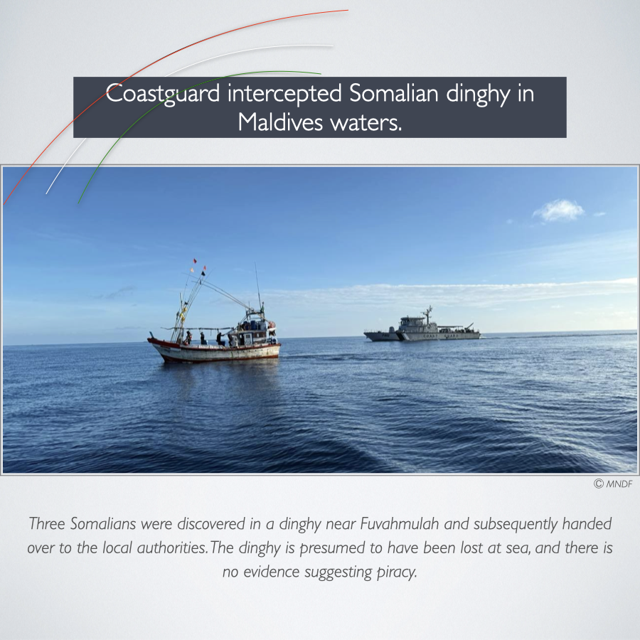 MaldivaIslands's tweet photo. Coastguard intercepted Somalian dinghy in Maldives waters. https://t.co/D2oD1febVW
