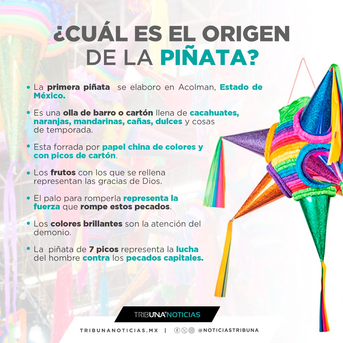 NoticiasTribuna's tweet image. A pesar de su evolución en diseños y formas, como la representación de personajes modernos o figuras abstractas, la versión tradicional de las #piñatas persiste como un recordatorio de su significado espiritual y cultural. 🪅✨