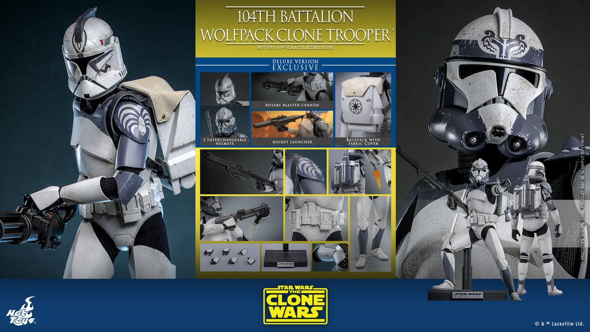 #HotToys Star Wars: The Clone Wars™ 1/6th scale #104thBattalion “Wolfpack” Clone Trooper™ figure (Deluxe Version) is available for pre-order now!
ht.toys/HTTCW104Deluxe