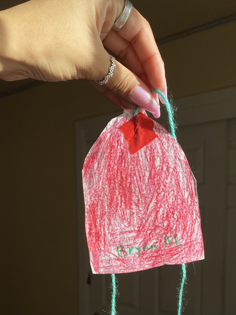 Found some of Bryan’s childhood art, so we put it on the tree as an ornament 🎄❤️‍🩹