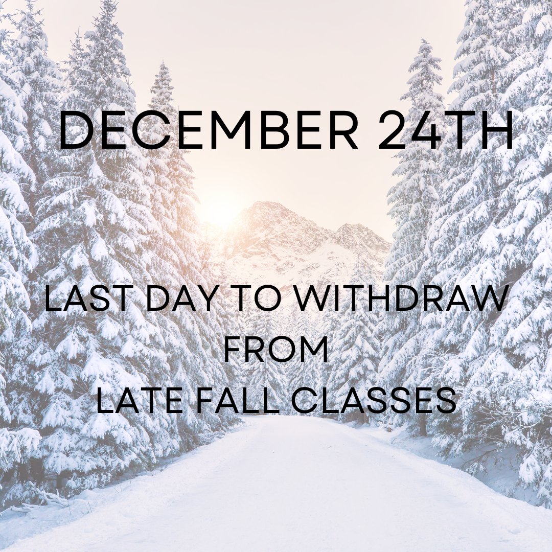 ColbyCCollege's tweet photo. Happy Holidays from those of us at CCC! Don't forget #LateFall the last day to Withdraw is Christmas Eve! You must email as our offices are closed but we will still be processing! #MerryChristmas #HappyHolidays #Withdraw #ImportantDate #DontMiss https://t.co/ju9WwIuL2m