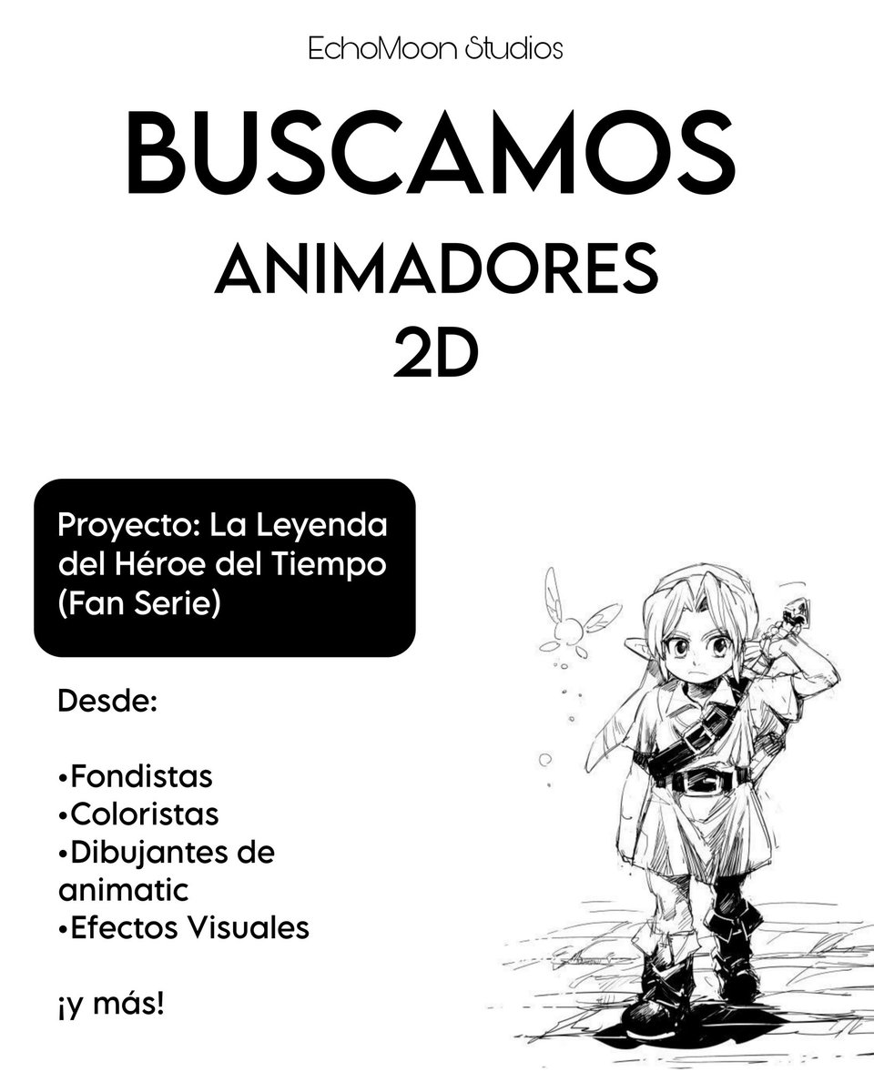¡ATENCIÓN ANIMADORES! ¡Buscamos su talento para la serie del héroe del tiempo!

Aceptamos todo tipo de talentos con conocimientos en animación y dibujo digital, ¡no duden en contactarnos por MD o por el Discord: crownedghost_

#Zelda #ocarinaoftime #animated #animacion