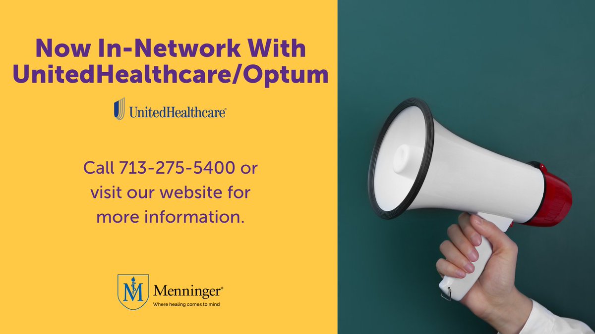 Special announcement: We're now in-network with #UnitedHealthcare (#Optum)! That’s good news for their members who want treatment at one of the nation’s leading hospitals for psychiatric or addiction treatment. Call 713-275-5400 for more info.