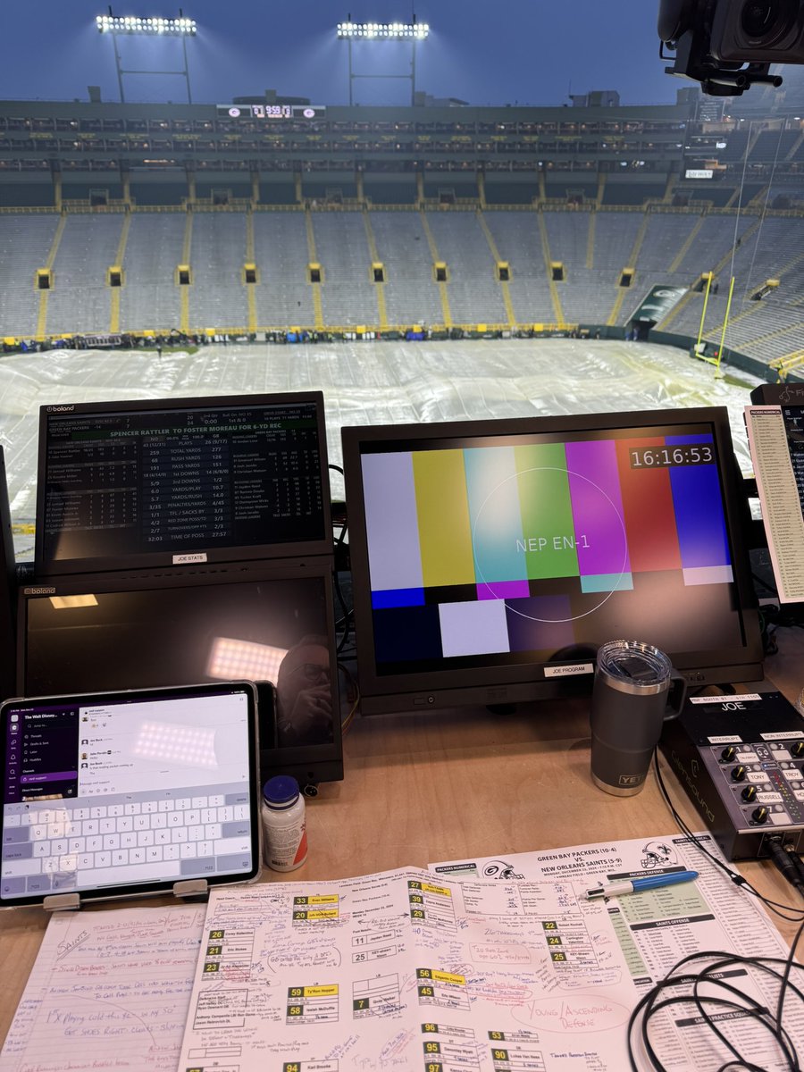 Buck's tweet photo. Can’t wait for them to peel that thing off there!!! Fun game tonight as it always is at Lambeau https://t.co/rXJtGgOIZ3