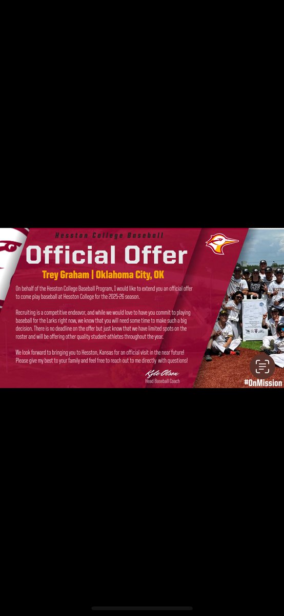 blessed to receive my first offer to play college baseball at the next level! would like to thank my coaches, god and my family for helping achieve this goal of mine! 

<a href="/HesstonBaseball/">Hesston Baseball</a> 
<a href="/CoachLu_21/">Ryan Lujan</a> 
<a href="/JHaddox_19/">Joe Haddox</a>