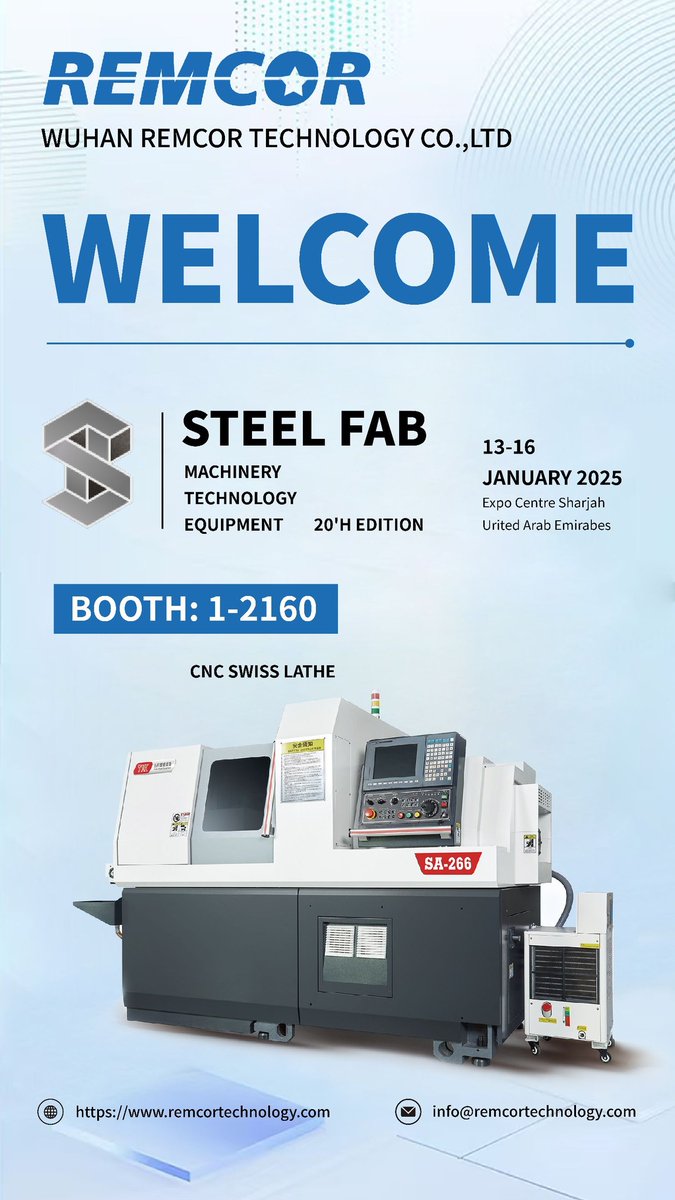 Would like to invite to attend Dubai exhibition during Jan 13-16th Steel Fab
Booth No: 1-2160
​Thanks
#fiberlasercuttingmachine #cncswisslathe #cncswiss #coilpunching #cncswisstypelathe #coilfedpunching #steelfab