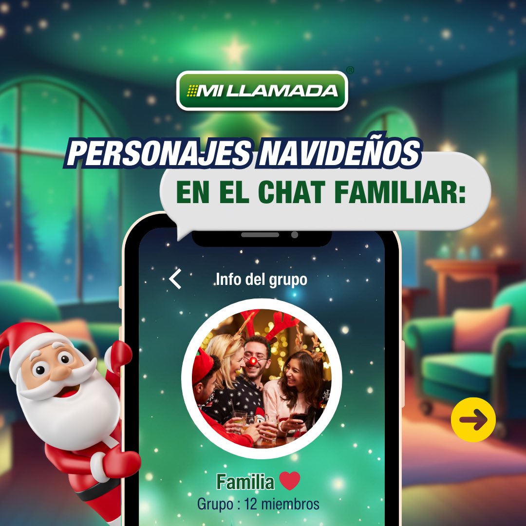 MiLlamada's tweet image. 🎄 En Navidad, el chat familiar es como un árbol lleno de luces: cada mensaje brilla con la personalidad de alguien especial.

Descubre qué tipo de personaje eres o identifica a tu tía, tu primo o ¡hasta a ti mismo! en el siguiente post 😂✨
#MiLlamada #NavidadConectada