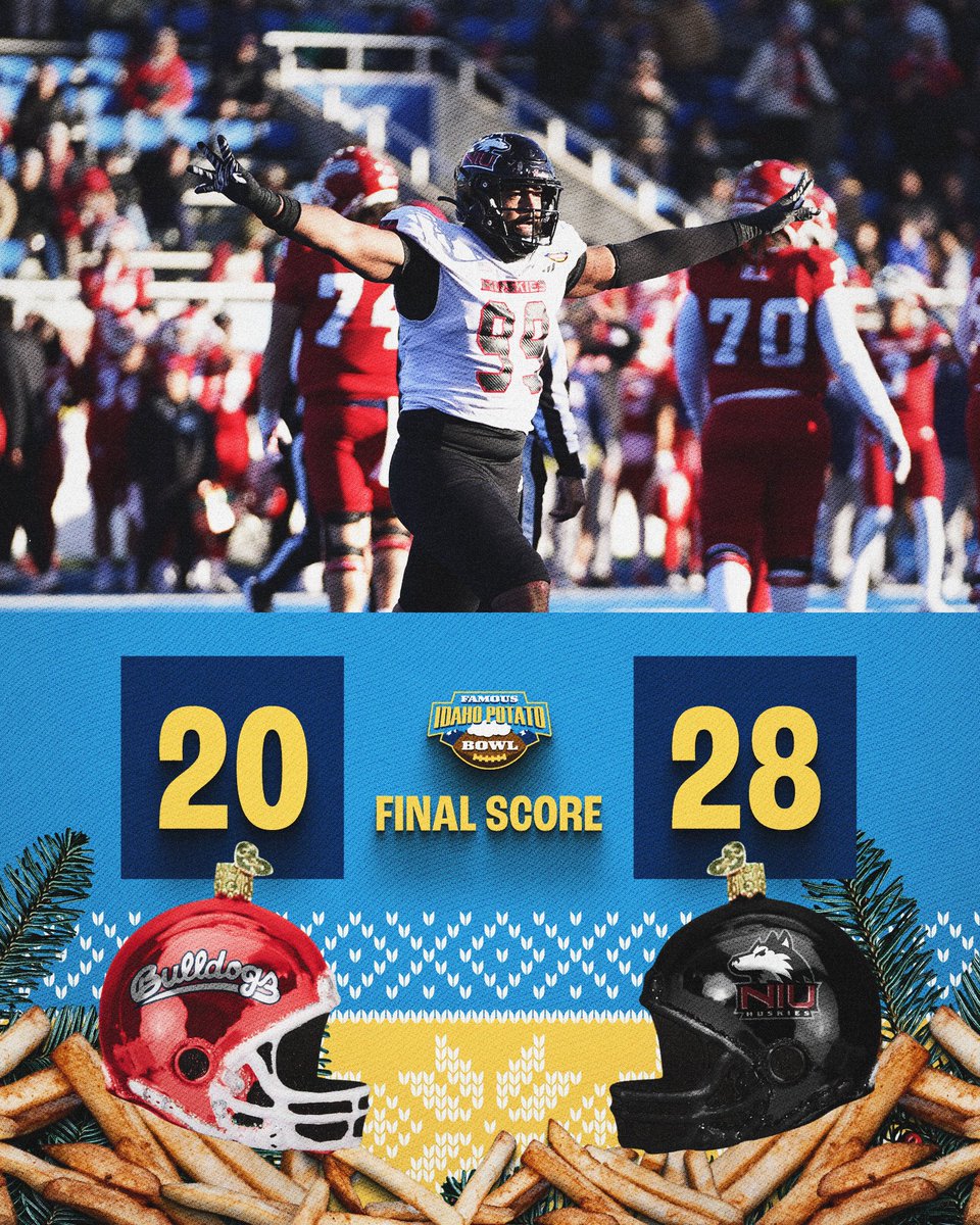 FamousID Potato Bowl (@idpotatobowl) on Twitter photo The Famous Idaho Potato Bowl never disappoints.
Congratulations, <a href="/NIU_Football/">NIU Football</a> !
#PotatoBowl | #BowlSeason The Famous Idaho Potato Bowl never disappoints.
Congratulations, <a href="/NIU_Football/">NIU Football</a> !
#PotatoBowl | #BowlSeason