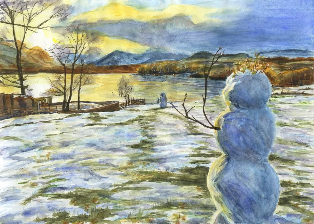 Today I'd like to share with you my painting of the Lonely Snowman looking across Derwentwater (redbubble.com/shop/ap/131751… ).

“Loneliness is proof that your innate search for connection is intact.” (Martha Beck)

So let’s keep connecting!