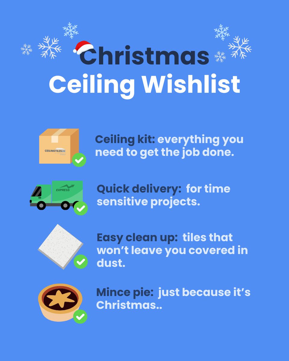 Fitter-Approved Christmas Wishlist 🎄

This year's wishlist? Quick deliveries, all-in-one ceiling kits and easy installations - all available when you shop with Ceiling Tiles UK (but you'll have to bring the mince pies!)

ceilingtilesuk.pulse.ly/envaqsk8qu