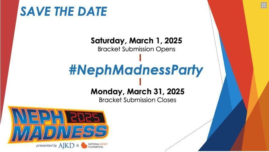 AJKD (@ajkdonline) on Twitter photo SAVE THE DATE: #NephMadness is just around the corner!
bit.ly/4frRAv3 (FREE)
<a href="/catochita/">Ana Catalina</a> <a href="/anna_burgner/">Anna Burgner MD MEHP</a> <a href="/Elena_Cervants/">Elena Cervantes</a> <a href="/jrkott27/">Jeff Kott</a> <a href="/krithicism/">Krithika Mohan</a> <a href="/Nephro_Sparks/">Matthew Sparks, MD</a> <a href="/KidneyWars/">NoWars</a> <a href="/d_r_waguespack/">Dia Waguespack</a> @nephmadness SAVE THE DATE: #NephMadness is just around the corner!
bit.ly/4frRAv3 (FREE)
<a href="/catochita/">Ana Catalina</a> <a href="/anna_burgner/">Anna Burgner MD MEHP</a> <a href="/Elena_Cervants/">Elena Cervantes</a> <a href="/jrkott27/">Jeff Kott</a> <a href="/krithicism/">Krithika Mohan</a> <a href="/Nephro_Sparks/">Matthew Sparks, MD</a> <a href="/KidneyWars/">NoWars</a> <a href="/d_r_waguespack/">Dia Waguespack</a> @nephmadness